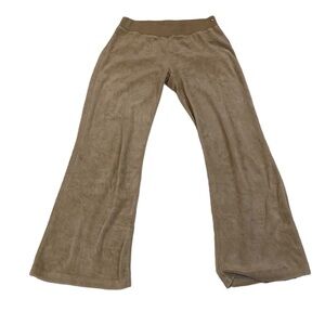 SIMPLY …by e Girls High Rise Velvet Flare Pants Color Tan Sz M Elastic Waistband